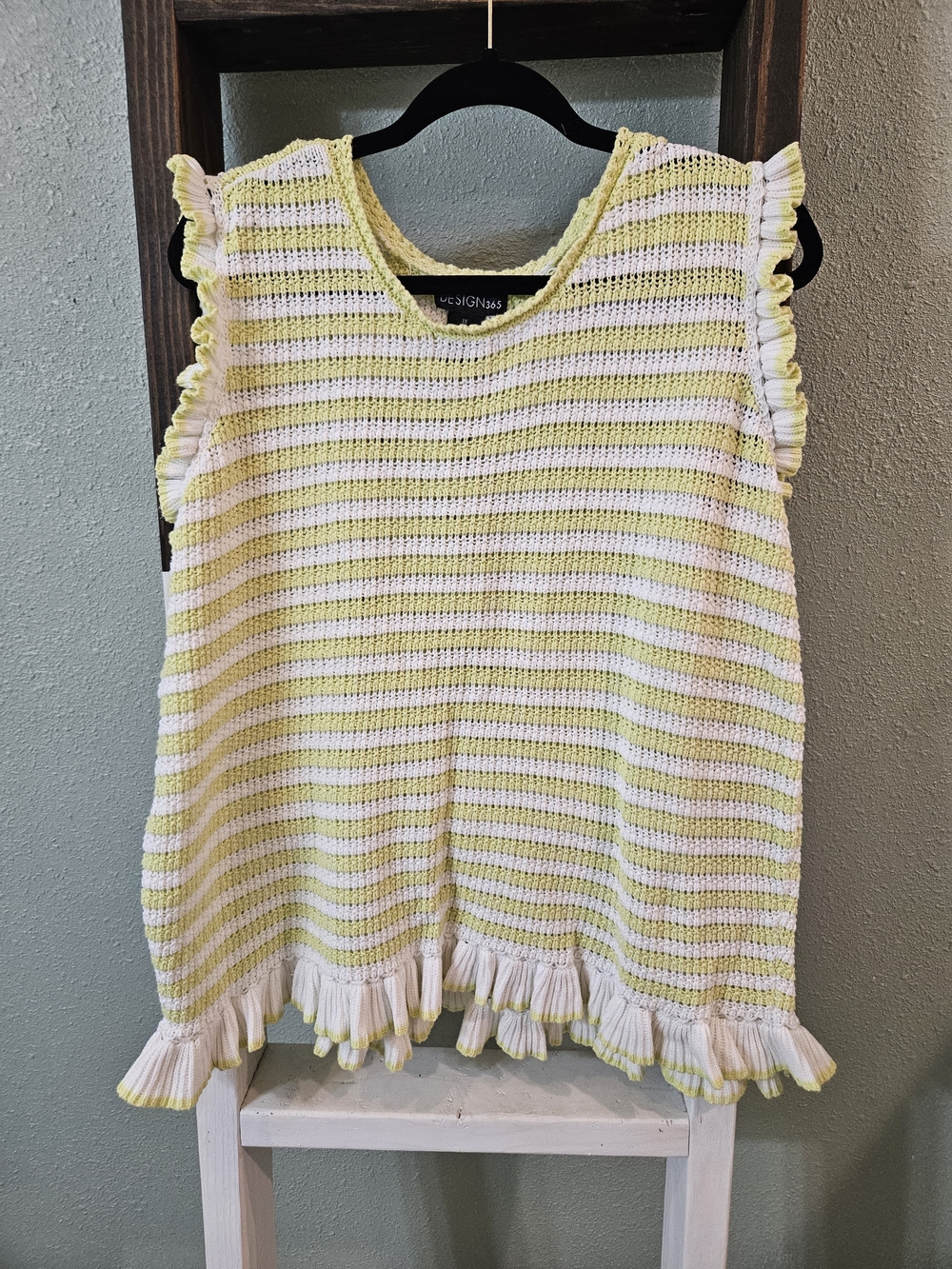 NWOT Design 365 cottage core beachy Striped Ruffle Crochet Knit Top Size 1X